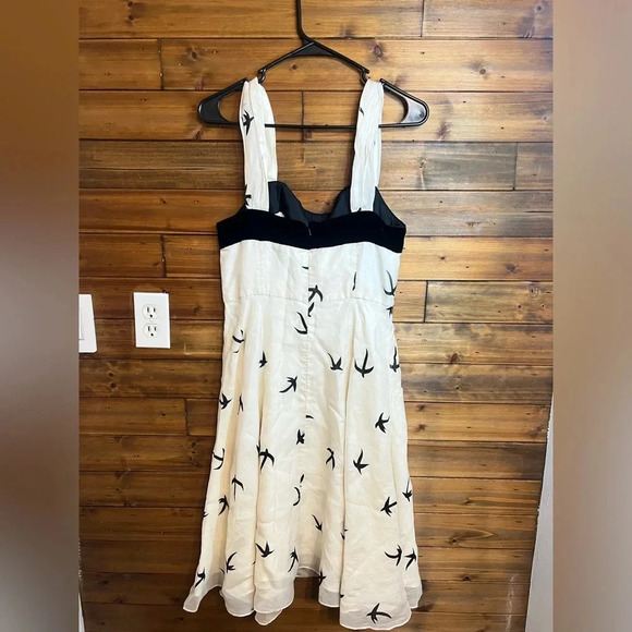 BHLDN Anthro Dress Hitherto Floating Flock Bird Silk Organza Velvet dress - Picture 7 of 11